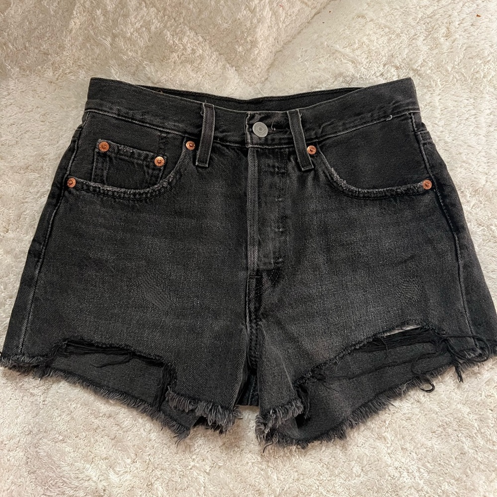 Levi 501 Black Denim Shorts